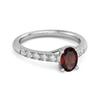 Garnet Pave Band with White CZ Accents Ring - 925 Sterling Silver