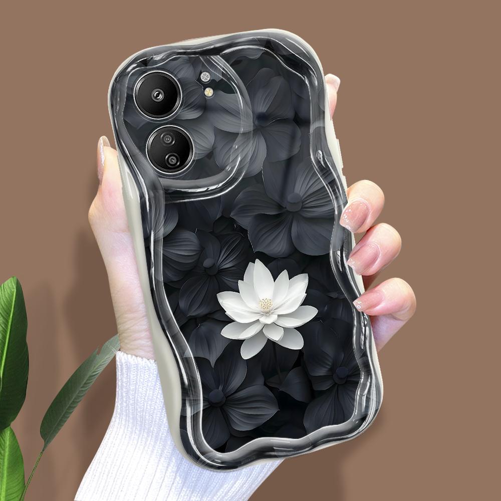 Roztomilý kreslený vzor krémová textura pouzdro vlnitý okraj měkký silikonový kryt pouzdro na telefon pro Xiaomi Redmi