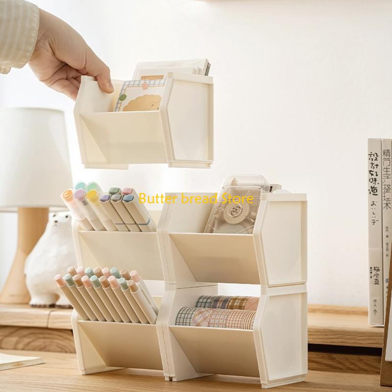 W89C Stackable Pen Holder Desk Organisers Practical Brush Container Pencil Holder