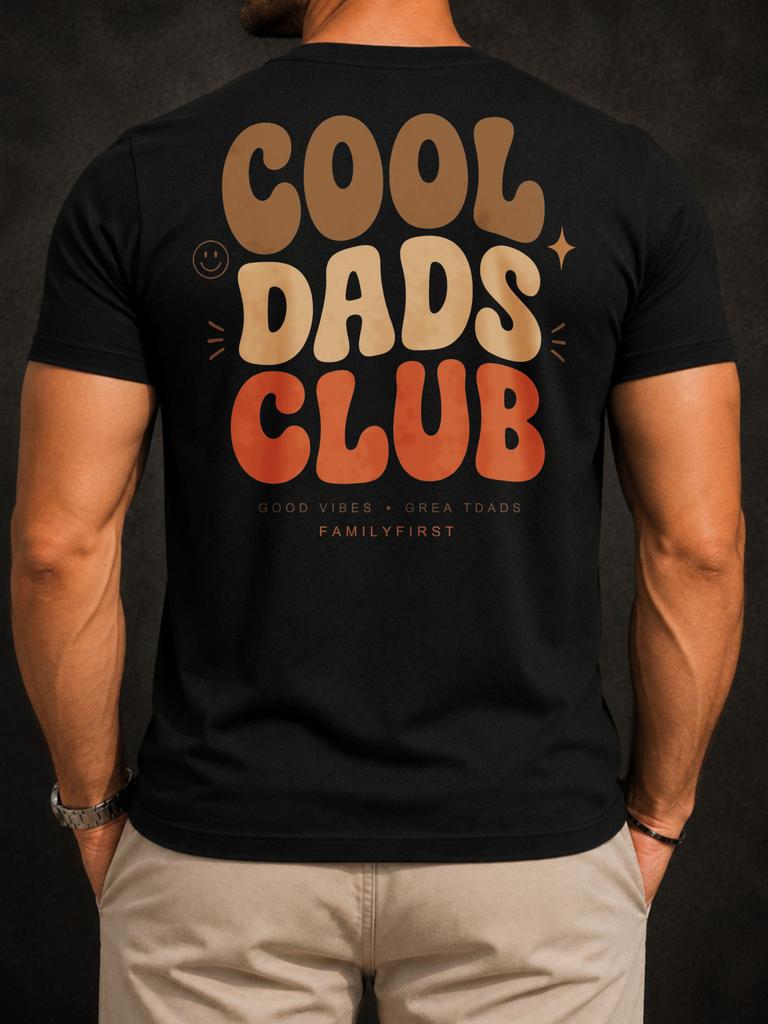 Cool Dads Club Good Vibes Great Dads Family First Retro Brown Orange Typography Bold Graphic Mes Unisex All TShirt