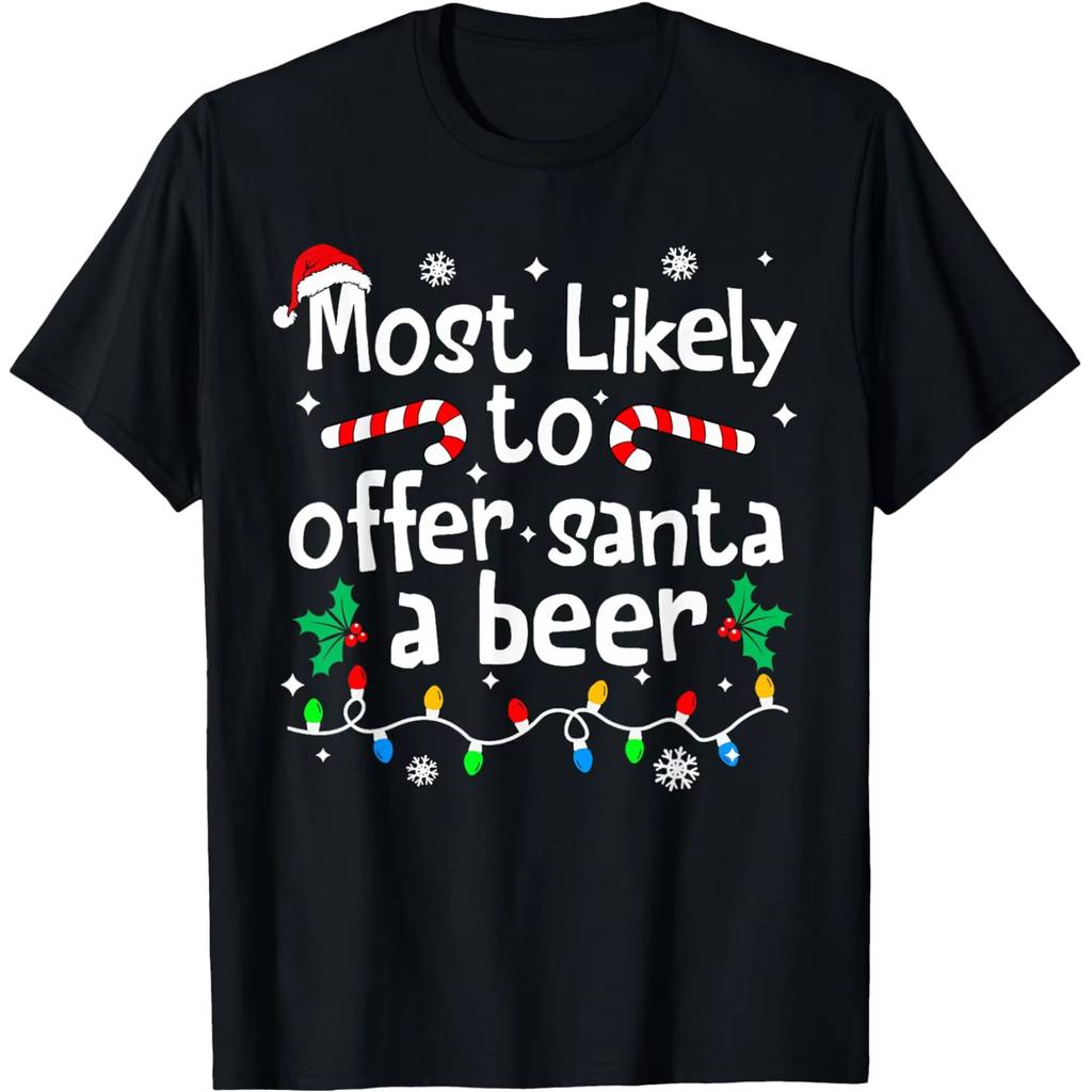 Funny Beer Christmas Tree Xmas Brew Dad Lights T Shirts Men Cotton Humor Streetwear Tee Short Sleeve Unisex Loose Clothing