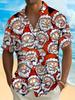 Men'S Short-Sleeve Shirt with Santa Claus Cartoon Print And Button Pocket