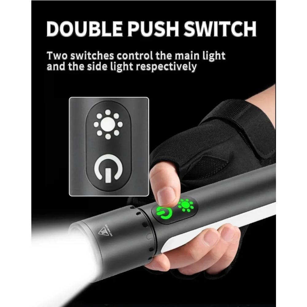 9 Modes LED Flashlight Powerful Zoom Camping Lantren Aluminum Alloy Torch Outdoor Light with Hooks USB Rechargeable