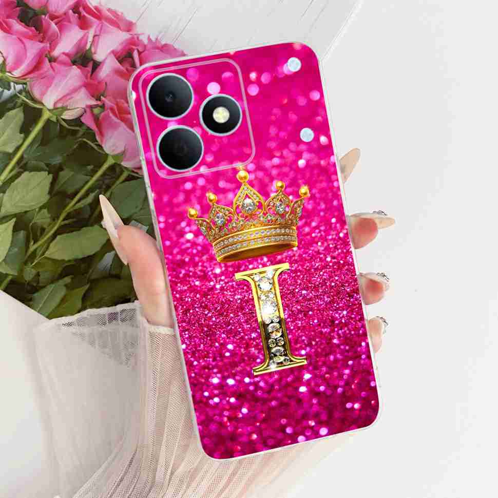 For Realme Note 80 4G RMX5388 Case New Letter Crown A-Z TPU Back Cover For Realme Note80 NOTE 80 4G Phone Protection Cases