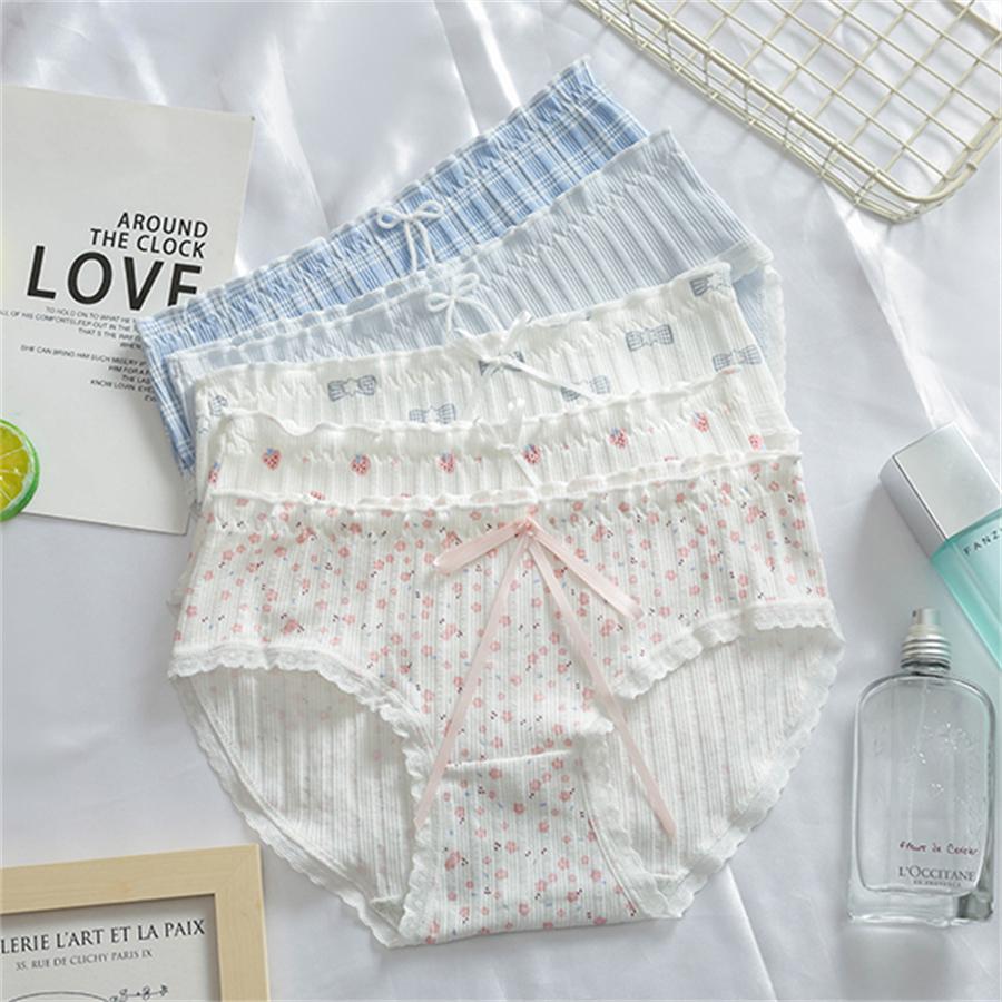 3PCS/Set Cotton Panties Women Underwear Panty Fashion Thread Bow Briefs Lovely Girl Seamless Underpants Female Lingerie Selling