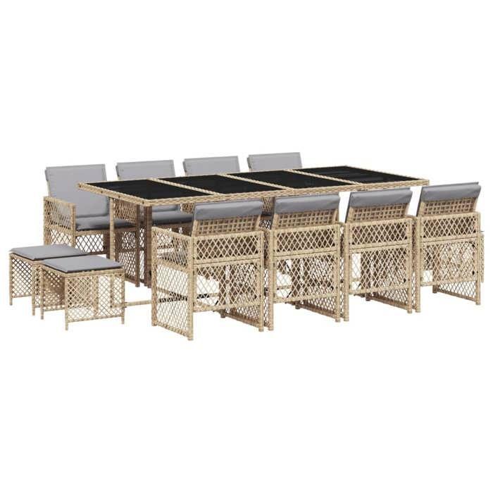 VidaXL Garden Dining Set and Cushions 13 Pcs Beige, Outdoor Dining Set, Garden Dining Furniture, Table 3210804