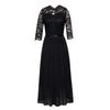 Bridesmaid Dress for Women Lace Patchwork Formal Gowns Crew Neck