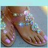 Elegant Women's Rhinestones Strap Flip Flops With Flat Beach Sandals In Plus Size Uk