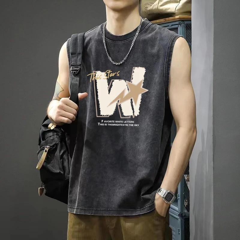 

Мужской жилет без рукавов Ретро Ретро Уличная одежда Плоская печать Синий Веер Кактус Пустыня Солнечный свет Хлопок Лето Мотоциклетная культура 3XL