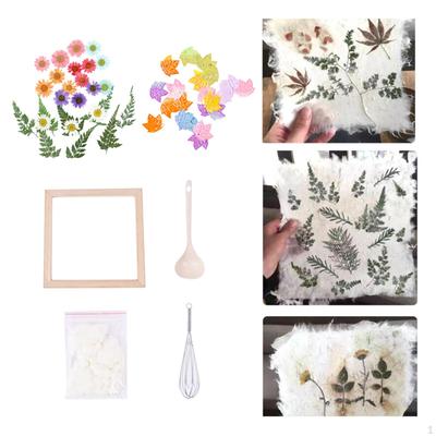 Papierschöpfsieb Set Papierherstellungsmaterialpaket Kinder Trockenblumen Professionelle Pailletten Holz