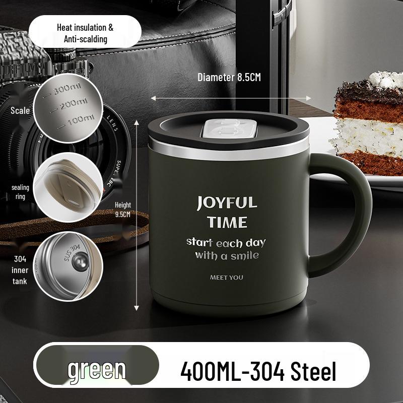 304 Stainless Steel Double-Walled Coffee Mug - Portable, Anti-Scald, Student-Friendly Cup 304 Stainless Steel