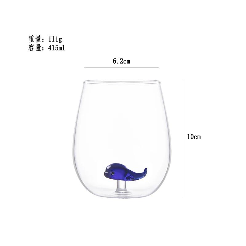 Süßer transparenter Borosilikatglasbecher Cartoon 3D-Tierdesign Haushalt Milchsaft-Wasserbecher für Kinder und Erwachsene