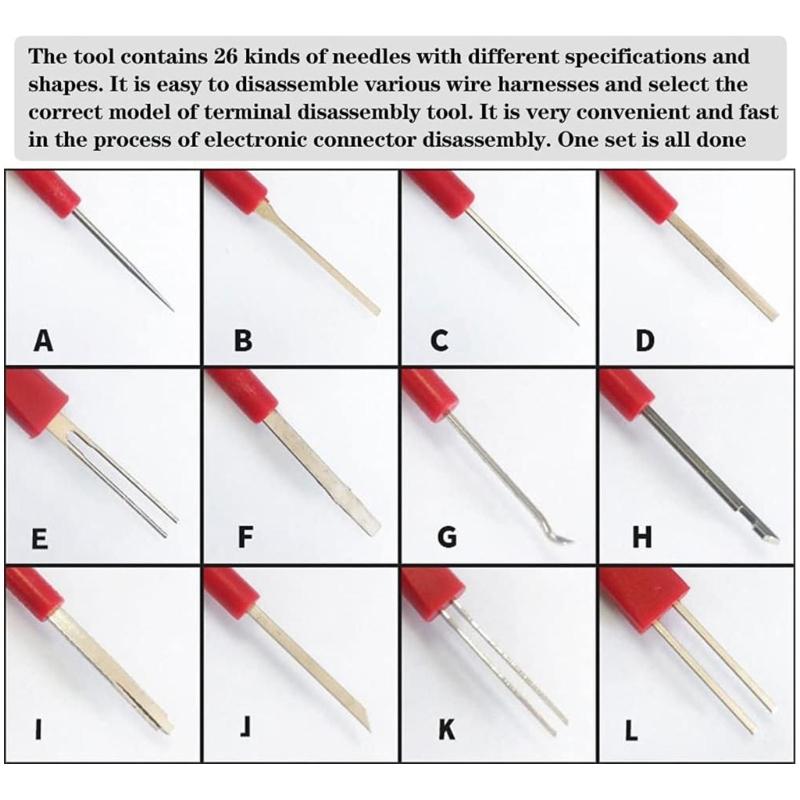 Universal Efficient Professional Car Terminal Pin Extractor Set With 26 Different Tool For Wiring Harness Disassembly