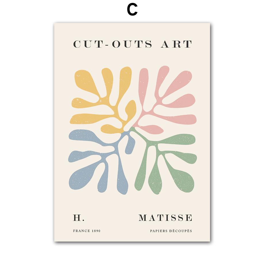 Colorful Matisse Flower Coral Shapes Wall Art Canvas Painting Nordic Posters And Prints Abstract Wall Pictures Living Room Decor