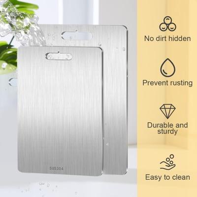 Stainless Steel Cutting Board Double Sided Chopping Board for Kitchen Easy Grip Handle Large Versatile Food Prep Board for Meat Veggies Fruits