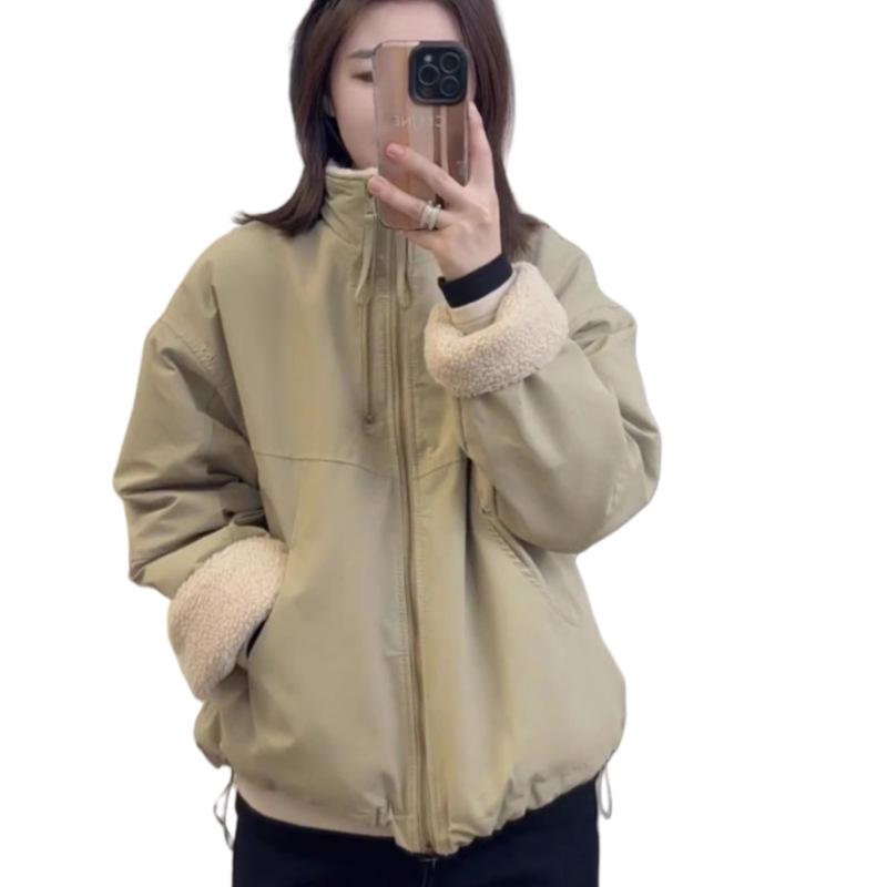 Retro Women's Lambswool Plush Parka: 2024 Winter Loose-Fit Cotton Coat