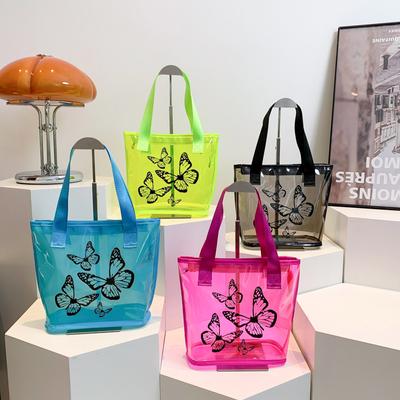 Casual Jelly Solid Color Transparent Bag Summer Bag Large Capacity Women's Shoulder Bag New Fashion Tote Bag