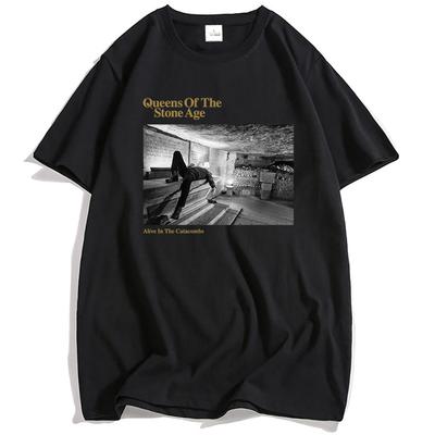 Alive In The Catacombs T-Shirt QUEENS OF THE STONE AGE QOTSA Tshirts Rock Band Grunge Fashion T Shirt Summer Cotton Men Tees Top