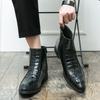 Autumn and Winter Trend Casual High-top Leather Shoes Side Zipper Chelsea Leather Boots Men's British Retro Heightening Martin Boots