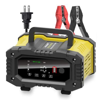 FOXSUR Auto Motorrad Batterieladegerät 20A 10A 12V/24V Smart Charger Lithium AGM GEL Blei-Säure LiFePO4 Batterieladegeräte