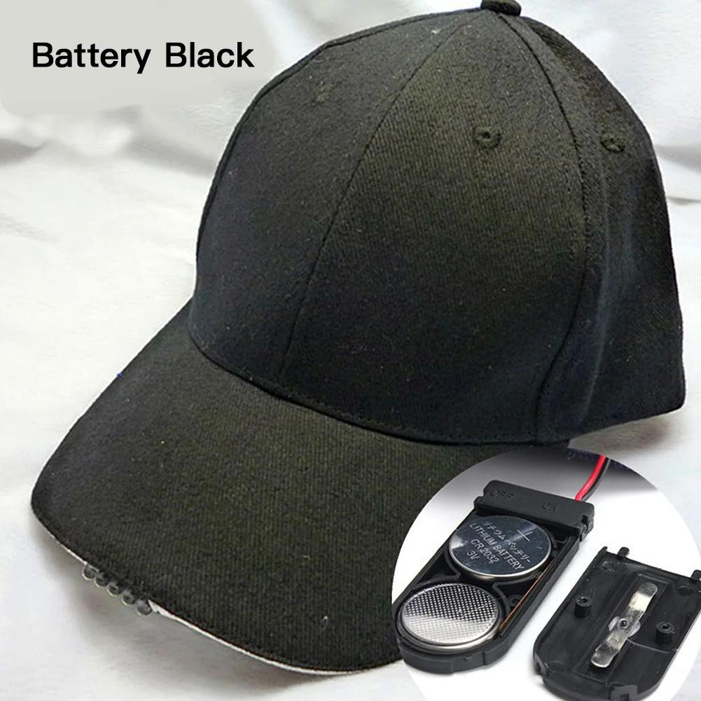Outdoor Camping Night Fishing Peaked Cap Powered By USB / Button Battery Extended Brim Sun Hat LED Lighted Baseball Cap