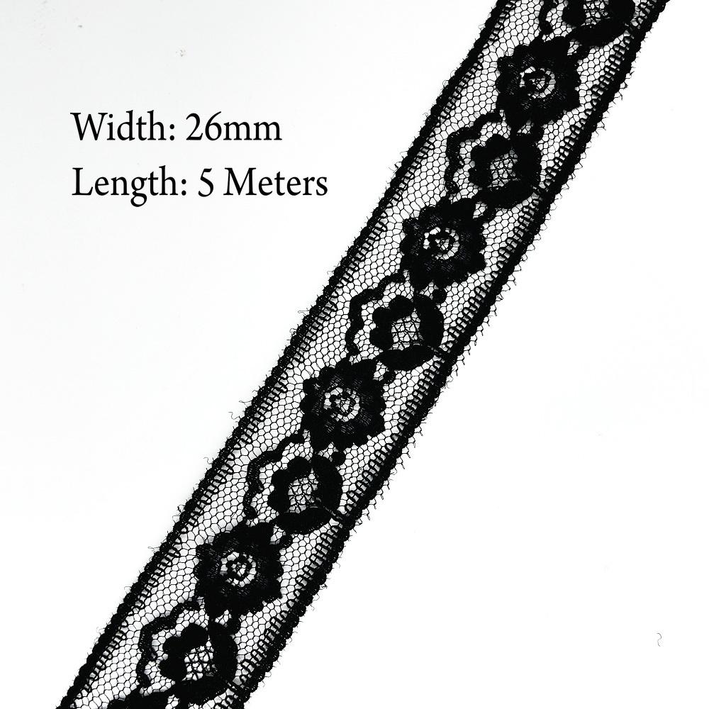 5 Meters White & Black Lace Ribbon Assorted Floral Trims for Gift Wrapping Christmas Wedding Decor DIY Crafts Sewing Accessories