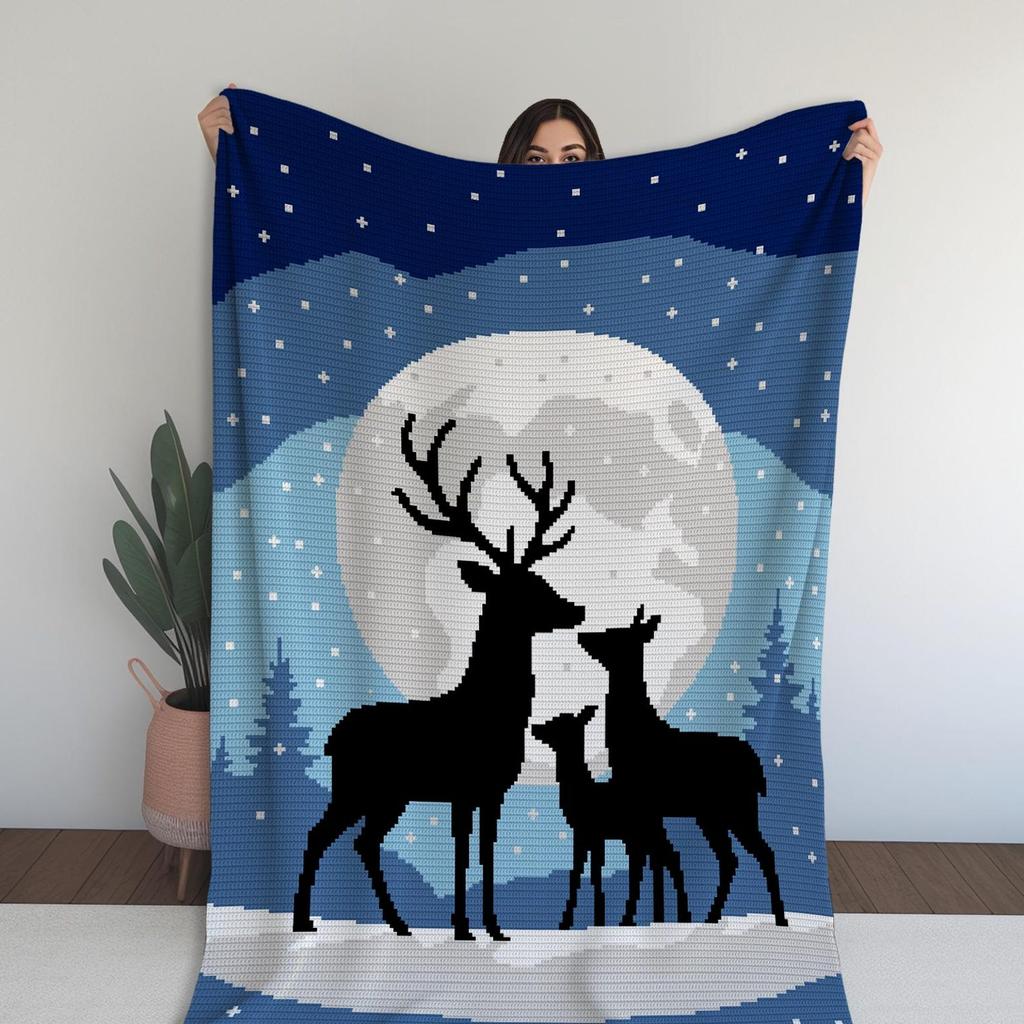 Reindeer Family Crochet Blanket Pattern: Tapestry SC (PDF Pattern)