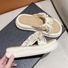 New pearl non-slip cross-platform French one-word slippers