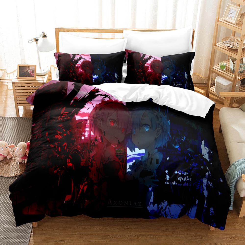 

Anime 3-Piece Soft Duvet Cover Set Beding Set Ultra Soft Breathable Microfiber Warm Comforter Protector Carton Bed Cover Set Pilowcases 100*200cm Single