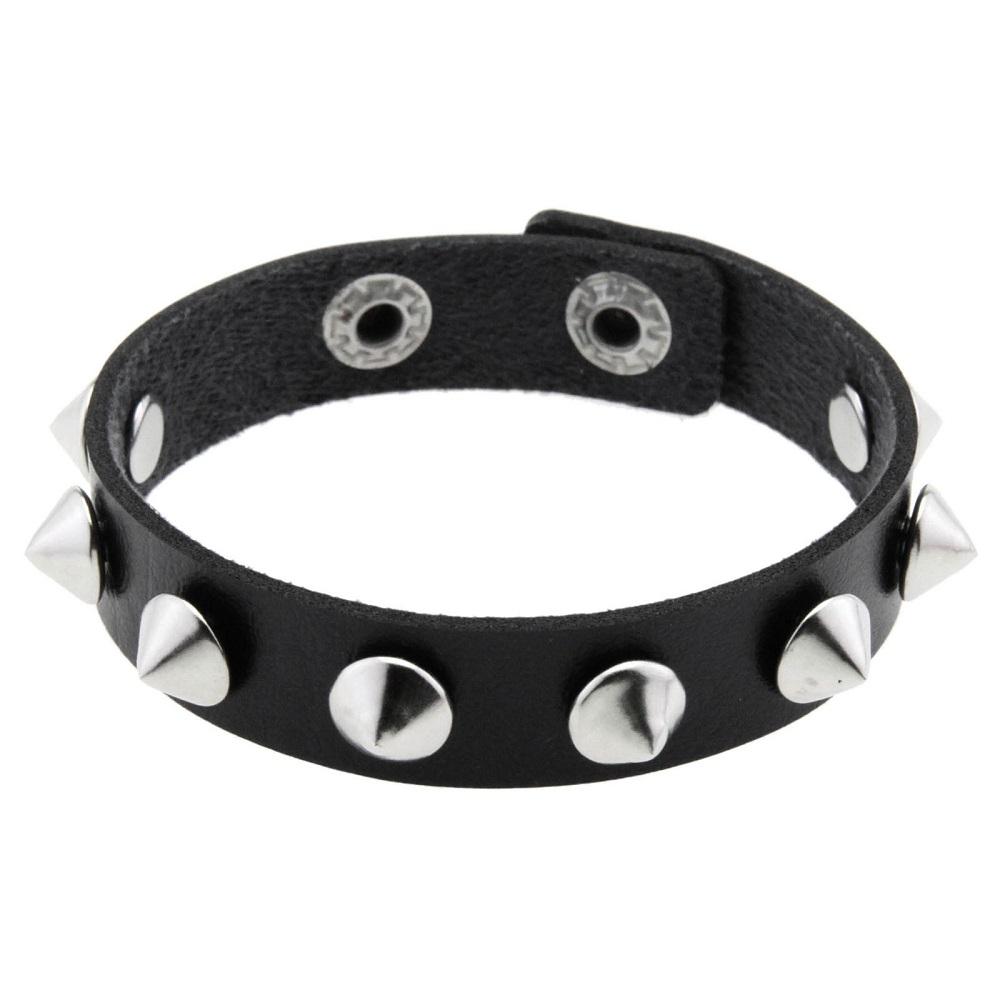 Gothic Punk Hip Hop Rock Spike Rivet Stud PU Leather Wristband Bracelet Bangle
