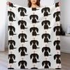 Black and Tan Longhaired Dachshund Cartoon Dog with Heart Throw Blanket Elegant Warm Throw Blanket for Hotel Home