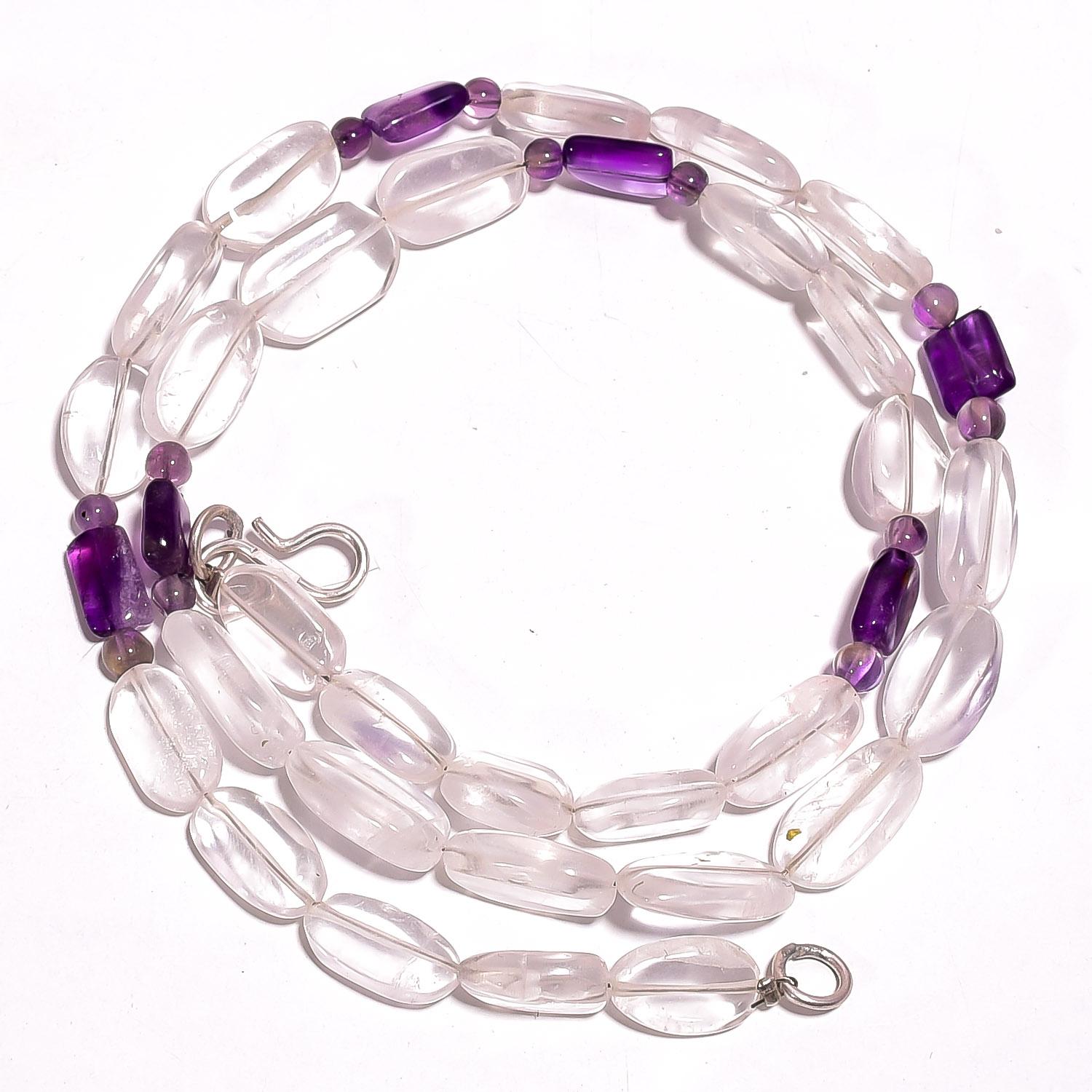 

Natural Crystal Amethyst Gemstone Mix Shape Smooth Beads Necklace 17 UB-2909 UB-2909