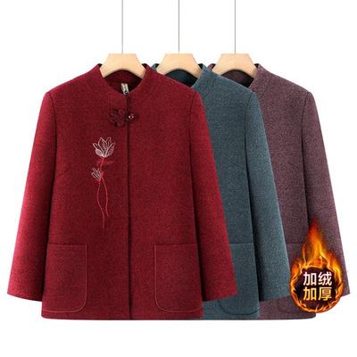 New Coat Fleece Autumn and Winter Clothes Thickened Woolen Clothes Festive Old Lady