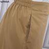 VONDA Elegant Women Back Elastic Front Cross Casual Long Skirts