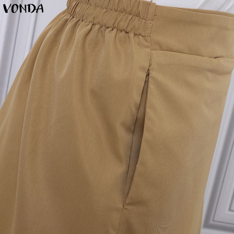 VONDA Elegant Women Back Elastic Front Cross Casual Long Skirts