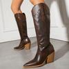 Western Boots Pointed Snake Tall Knight Boots Thick High Heel Boots 40-48 Large Size Boots