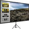 Tripod Projector Screen with Stand 70 Inch 16:9 4K HD Projection Screen Stand Wrinkle-Free Height Adjustable Portable Screen for Projector Indoor &
