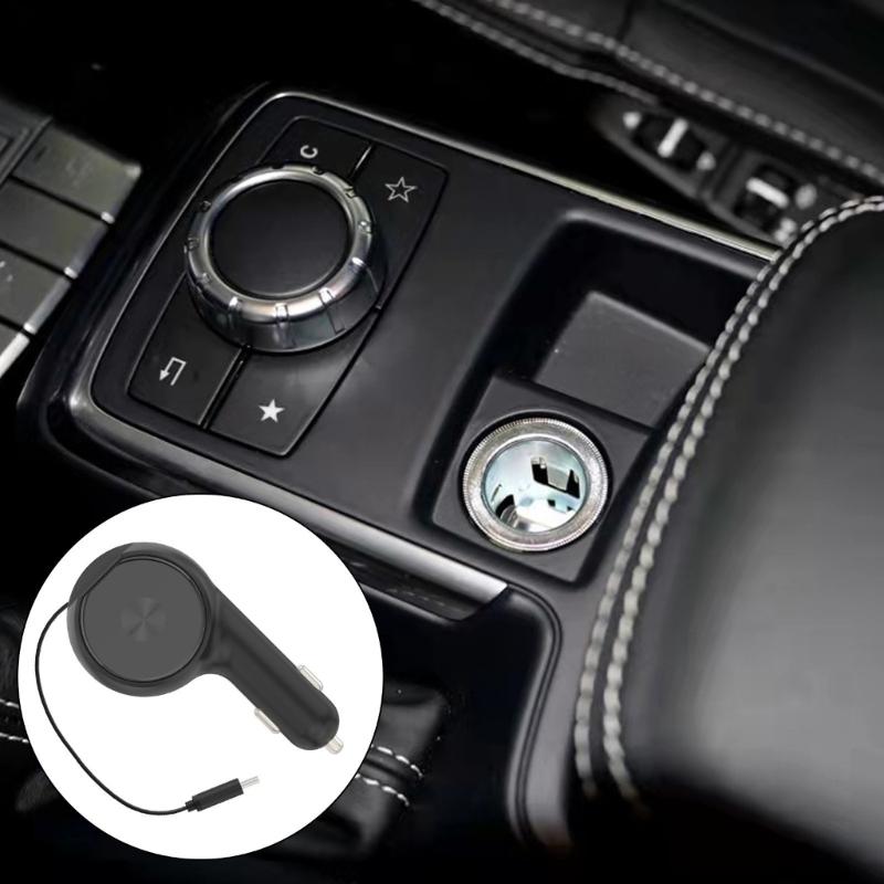 Retractable Car Charger 2 in 1 Fast Charging Car Phone Charger 60W Mini Car Adapter USB C Charger for Phone Laptop