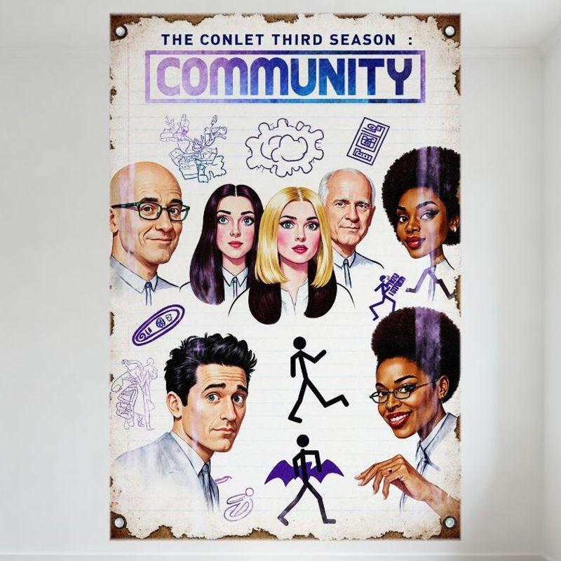 

The Conlet Third Season: Community Vintage Metal Tin Sign Retro Whimsical Comedy Character Art Poster for Home Bar Man Cave Cafe 20x30cm（7.8x11.8inch）