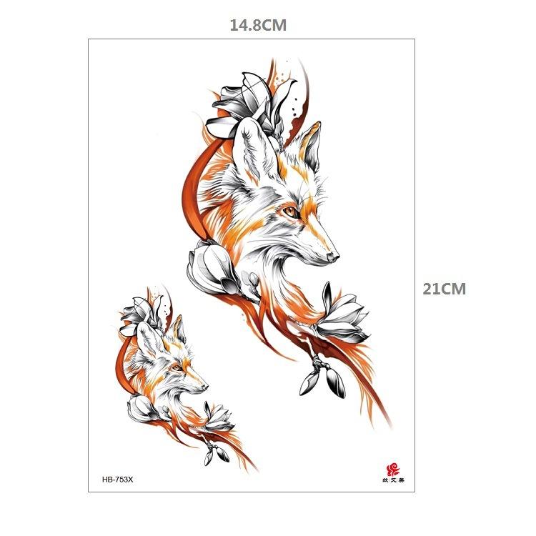 Clown Mouth Flower Body English Color Lion Tiger Half Arm Animal Pattern Water Transfer Simulation Tattoo Sticker