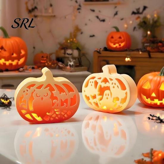 Silicone Craft Molds 1 Set Halloween Pumpkin Lampshade Mold, DIY Hollow Resin Casting Box Gypsum Cement Epoxy Mold for Crafts