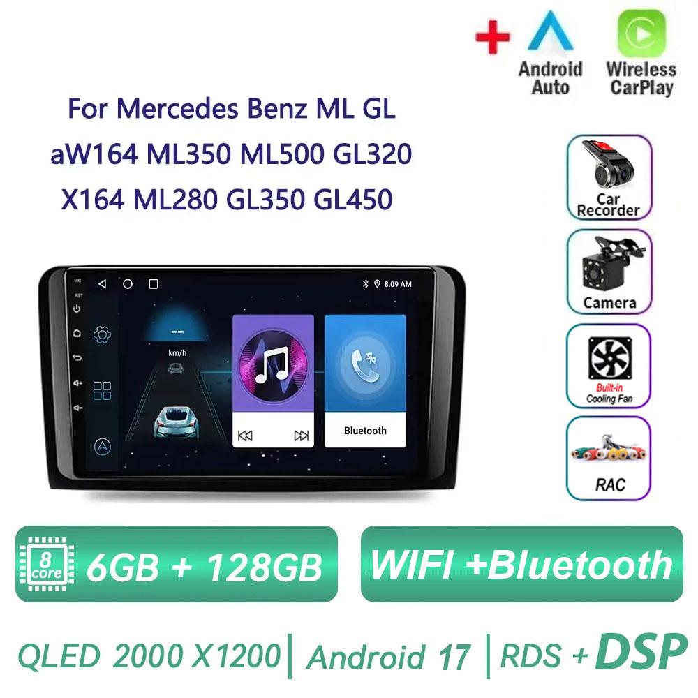 Autoradio Android 17 pour Mercedes Benz ML GL aW164 ML350 ML500 GL320 X164 ML280 GL350 GL450 4G BT CarPlay sans fil