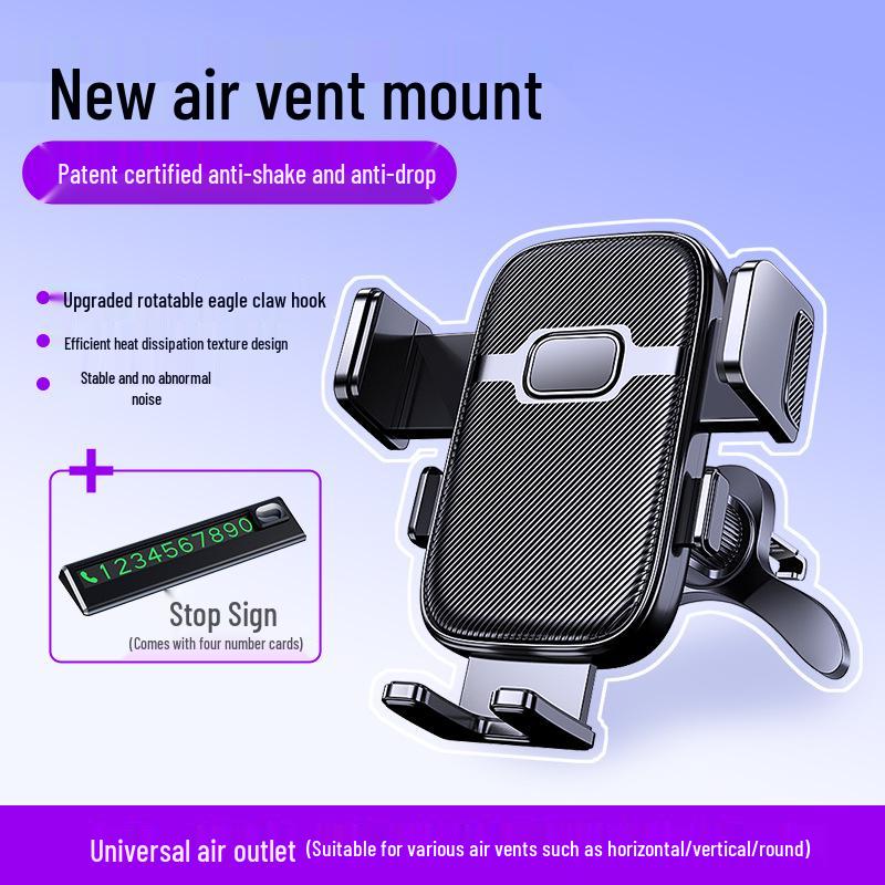 2025 Anti-Shake Universal Car Phone Holder with Rotating Air Vent Hook