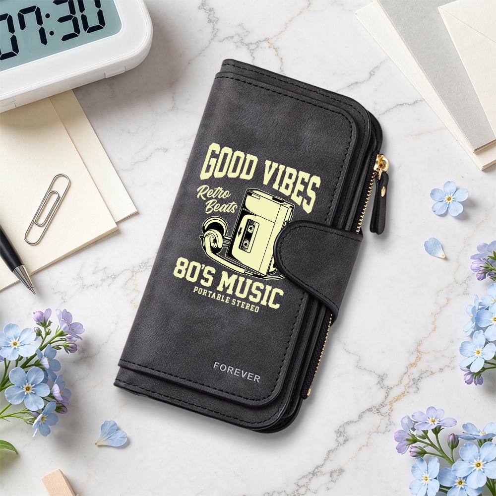 Retro Good Vibes Music Wallet Portable Stereo Purse Forever Fashion Long Card Holder