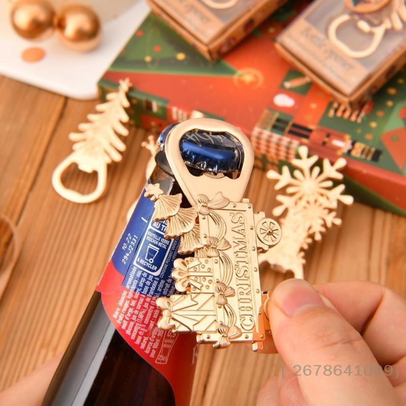 Christmas Theme Metal Bottle Opener, Christmas Tree Snowman Snowflake Design, Practical Bar Tool,Holiday Party Decoration Gift