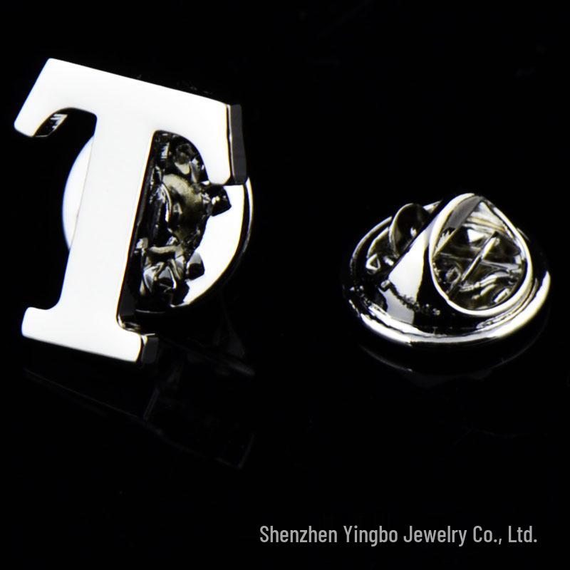 High-Quality Brass English Letter Brooches A-Z for Men & Women – Suit, Jacket, Shirt Badge.