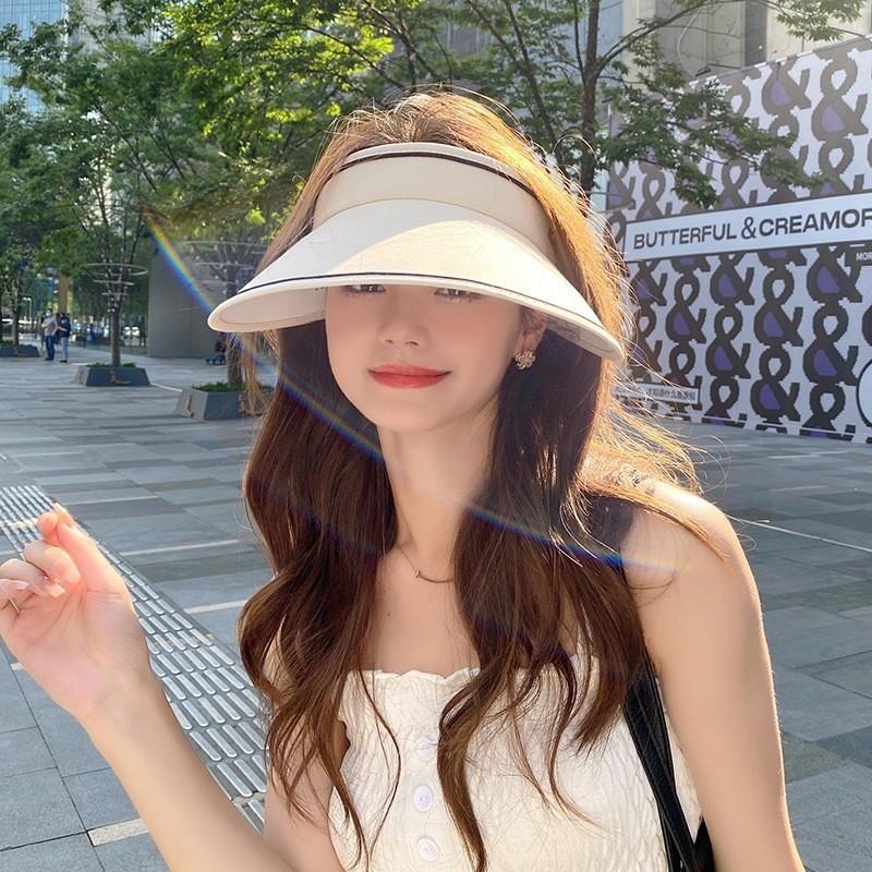 Summer Empty Top Sun Hat Outdoor Sun Protection Breathable Sun Hat Big Head Circumference Brim Fashionable Foreign Style Face Hat Children