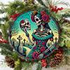 Sugar Skull Metal Wall Decor Round Sign Easy Hang Art Home Kitchen Garden Bedroom