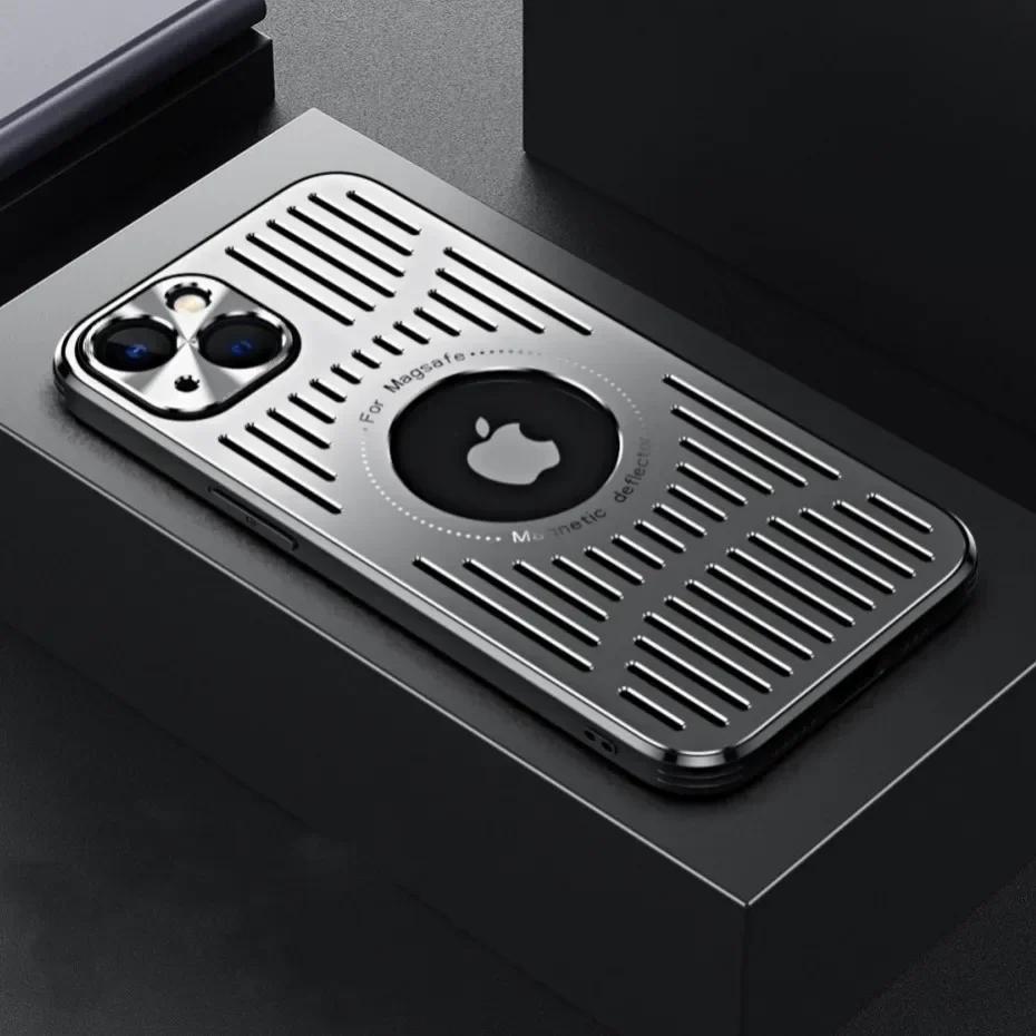 Dissipazione del Calore Magnetica in Metallo per Custodia per Per Iphone 14 16 Pro Max 13 12 1 Pro Foro Logo Copertura Ricarica Wireless
