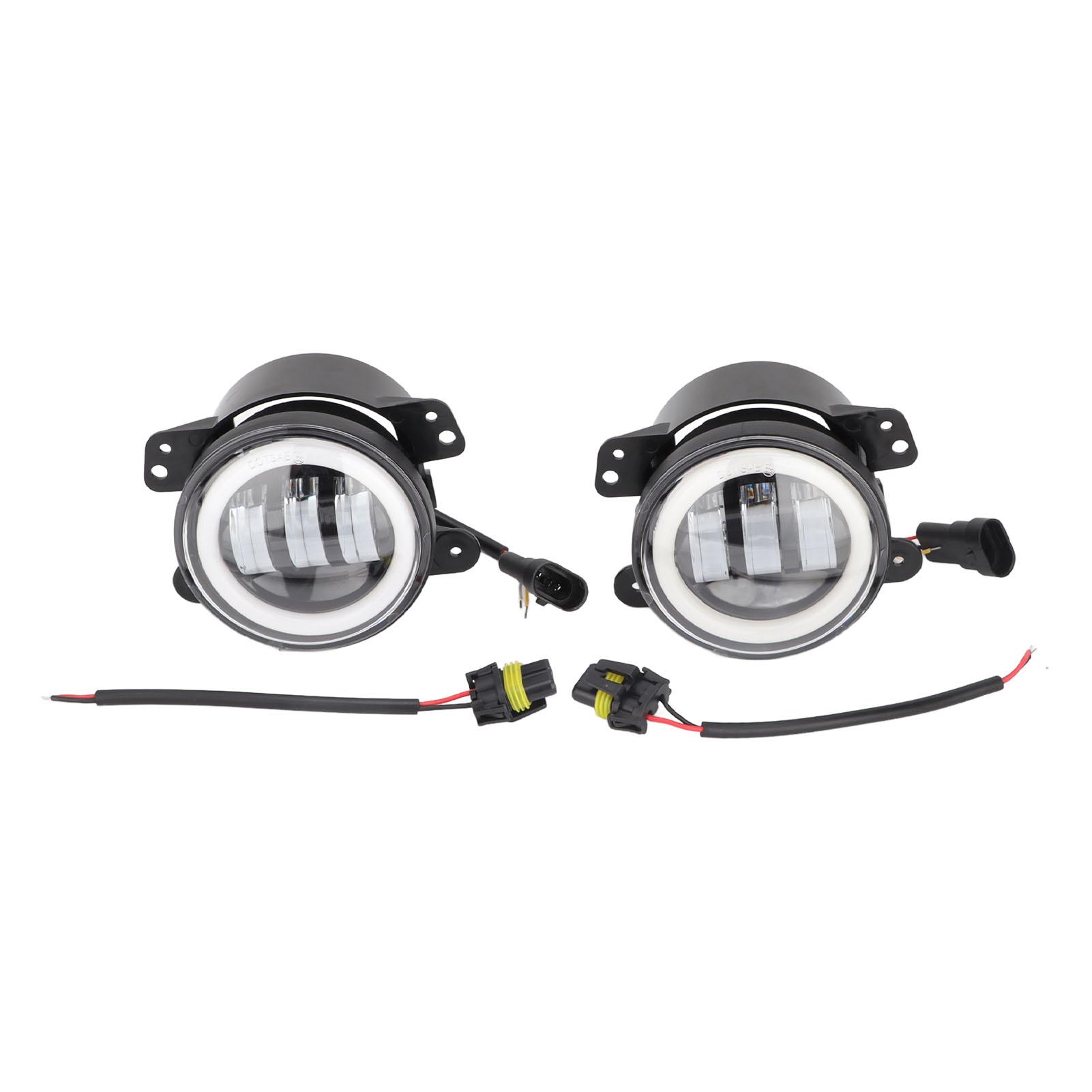 2PCS Offroad LED Spotlight 15W DC9 to 36V 4in 6500K IP67 Waterproof Super Bright Angel Eye Fog Lights
